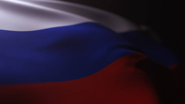 istock The Russia Federation flag fluttering in the wind, dramatic lighting 1990924853