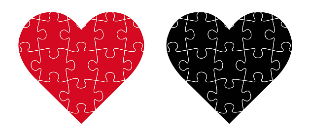 Puzzle Hearts Isolated White background