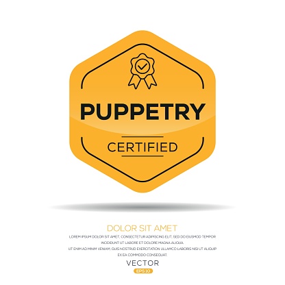 Puppetry Certified badge, vector illustration.
