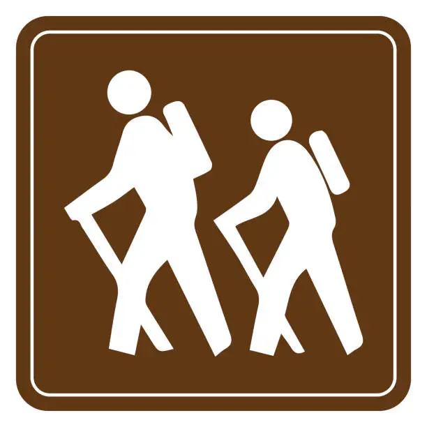 Vector illustration of Brown hiking trail sign