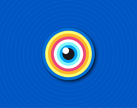 Vector illustration of a colorful human eye in an abstract style.