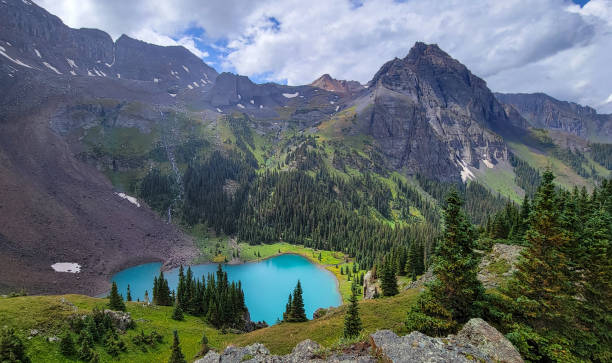 istock Blue Lake from a mountain ridge 1991102291