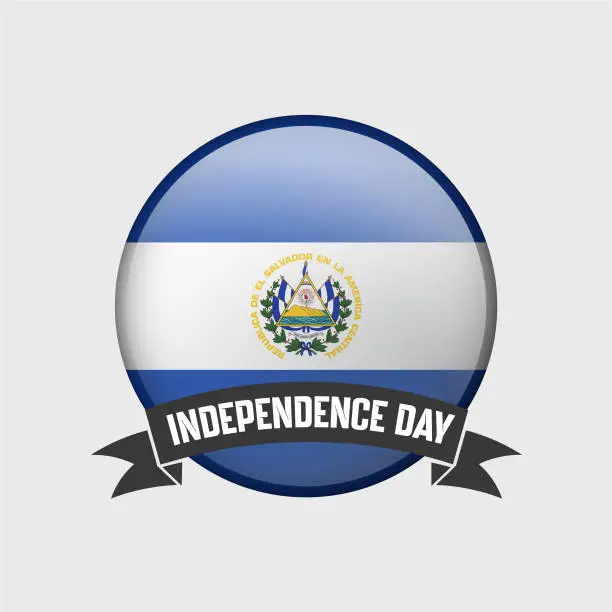 Vector illustration of El Salvador Round Independence Day Badge