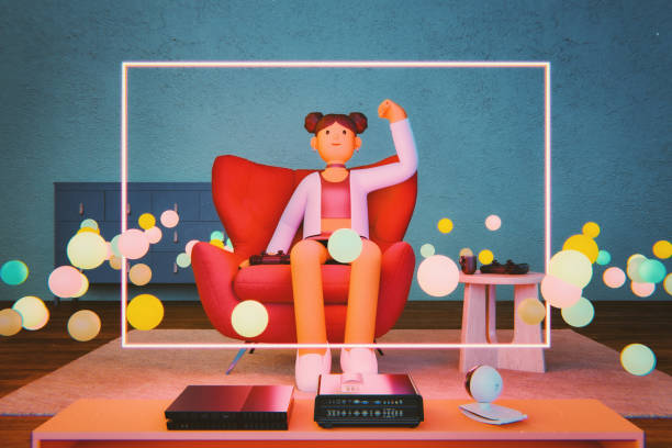 istock Cartoon character playing video games 1991140160