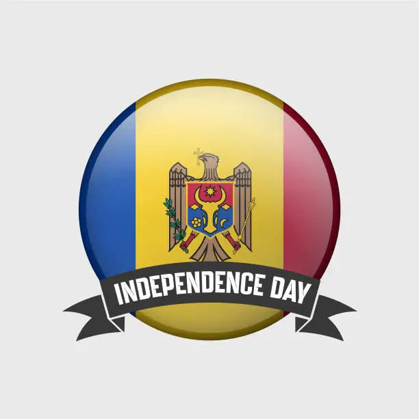 Vector illustration of Moldova Round Independence Day Badge