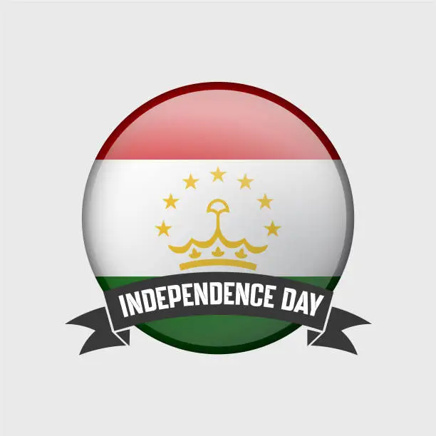 Vector illustration of Tajikistan Round Independence Day Badge