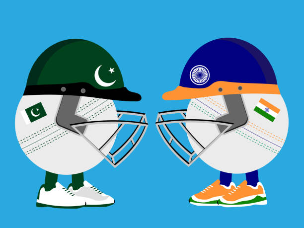 Pakistan versus India cricket Cricket competition (concept). cricket trophy stock illustrations