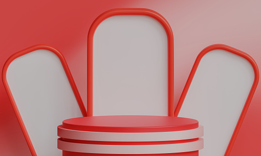 Red Podium 3D Render, Red Podium for Product Display, The Red Stage