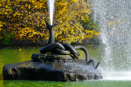 Uman, Ukraine - October  21, 2012: Large fountain \