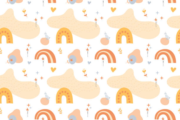 Bohemian baby pattern. Seamless baby pattern in boho style. Bohemian baby pattern. Seamless baby pattern in boho style ursus tractor stock illustrations