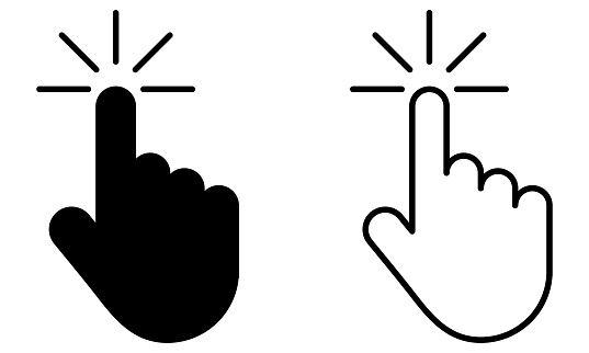 Hand click icon set. Pointer icon. Vector illustration