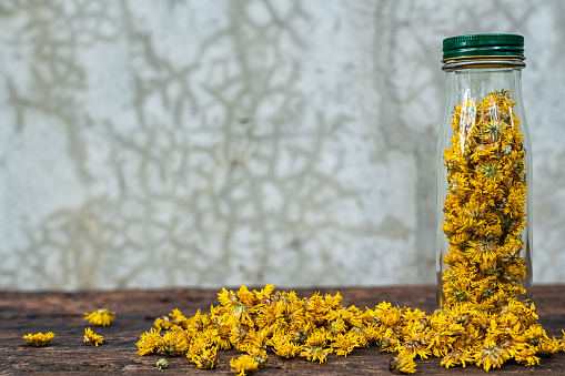 Close up of dry Chrysanthemum flower for tea.