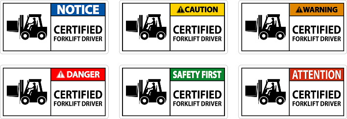 Hard Hat Labels, Caution Certified Forklift Driver