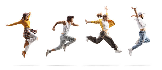 istock Young men and women dancing street style 1991361479