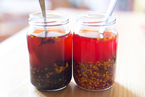 Oaxaca, Mexico: Bright Red Hot Salsas in Jars