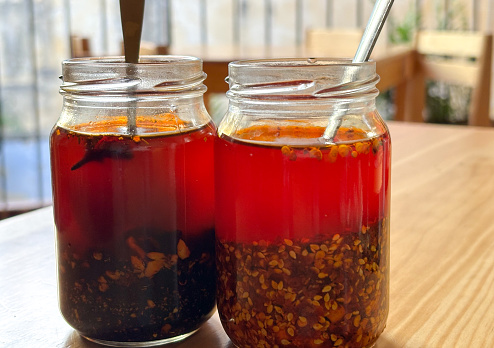 Oaxaca, Mexico: Bright Red Hot Salsas in Jars