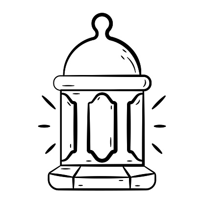 Hand Drawn Icon of Lantern.
Outline Doodle Islamic Icon Collections