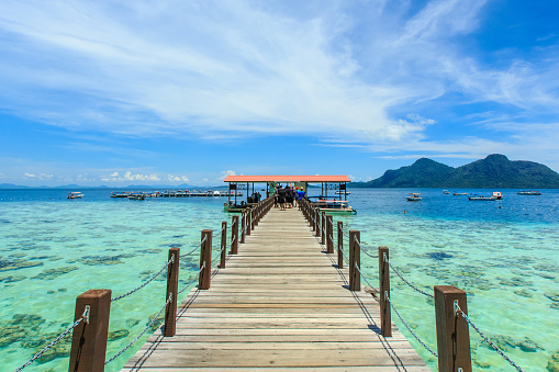 Jetty to Bohey Dulang Island in Semporna Sabah, Malaysia.