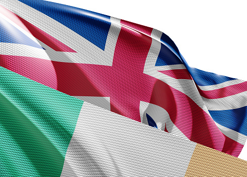 3d illustration of United Kingdom and Ireland flags