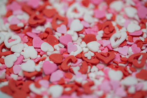 Full frame of Valentine's Day decorations for cake