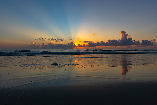 Summer sunrise on a low country beach of South Carolina.