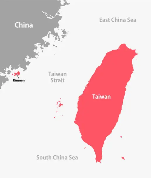 Vector illustration of Taiwan and Taiwan Strait map illustration