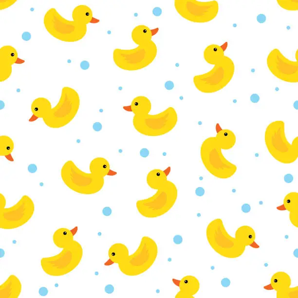 Vector illustration of cute rubber duck seamless pattern template vector