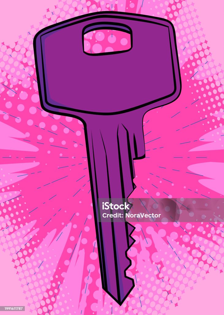 Key Pop Graphics Cartoon Key Comic Book Home Accessory Retro Vector Comics Pop Art ...
