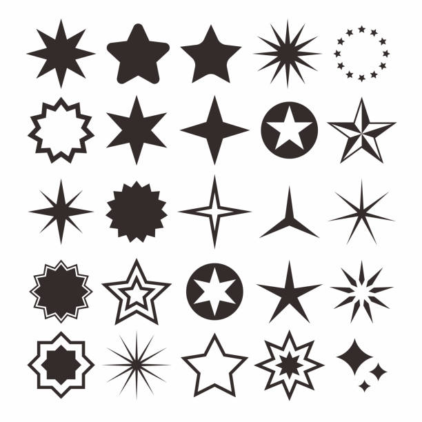 set of simple assorted star shape design - stars stock illustrations