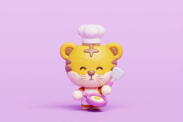 istock 3D cute tiger cooking, Cartoon animal character, 3D rendering. 1991695665