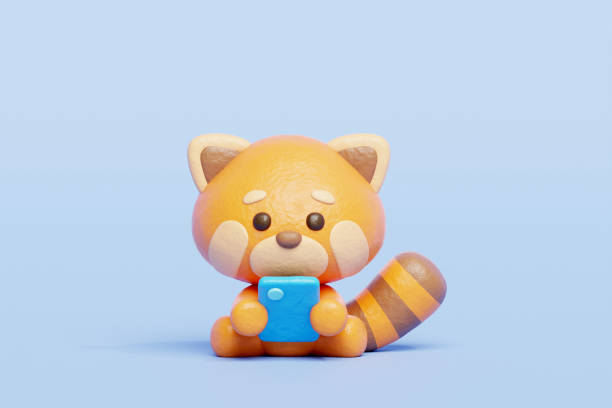 istock 3D cute red panda watching on smartphone, Cartoon animal character, 3D rendering. 1991698089