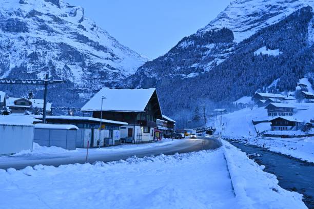 Europe,Switzerland,Bern,Interlaken,countryside,Interlaken belonging to Bern state,Switzerland,It is the center of the Bern highlands.It is also the world famous tourist resort,Thenatural scenery here is quite beautiful.This is the rural scenery in Interlaken.It was winter, the vast white snow covered the land, the scenery was very spectacular.