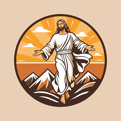 An illustration of the Ascension day of Jesus Christ Logo. Vector illustration
