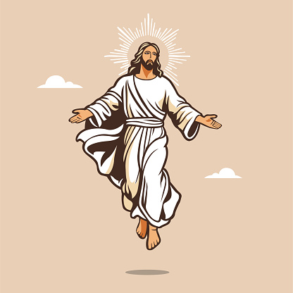 An illustration of the Ascension day of Jesus Christ Logo. Vector illustration