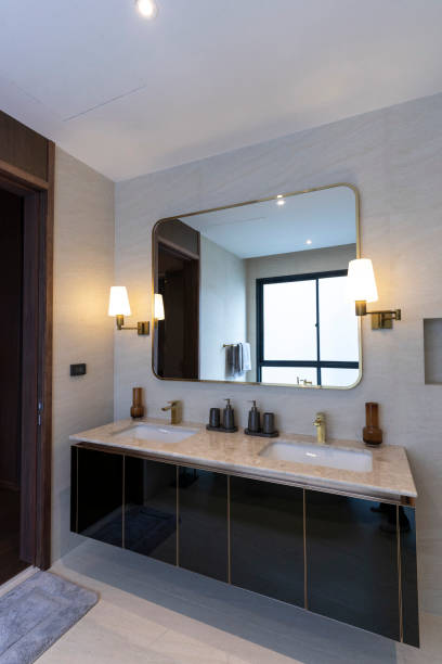 istock A luxury bathroom with duo sinks and marble top. 1991775937
