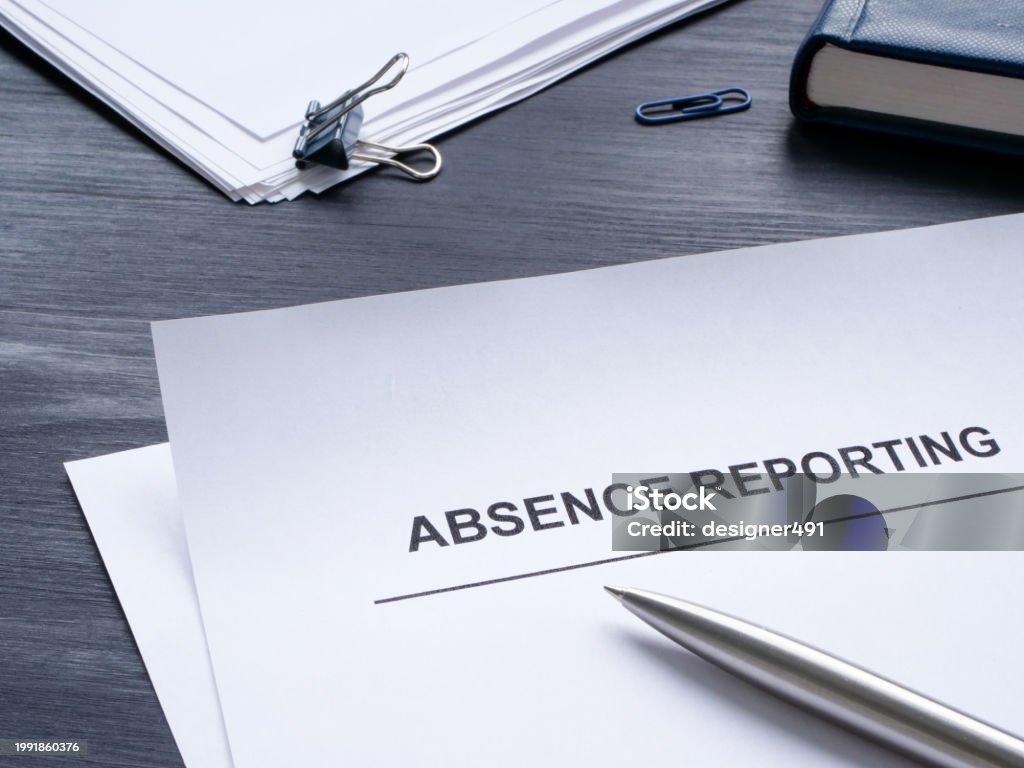 Absence Note Pad Absence Reporting Documents And Notepad Stock Photo - Download Image ...