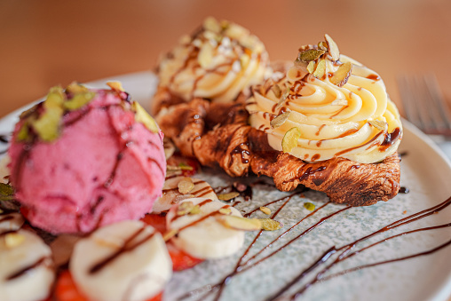 Waffle Croissant with ice cream
