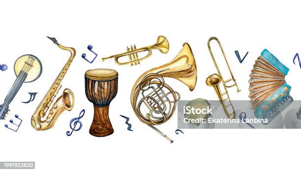 Five musical brass instrument Royalty Free Vector Image
