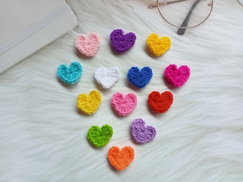 Homemade sewn hearts.