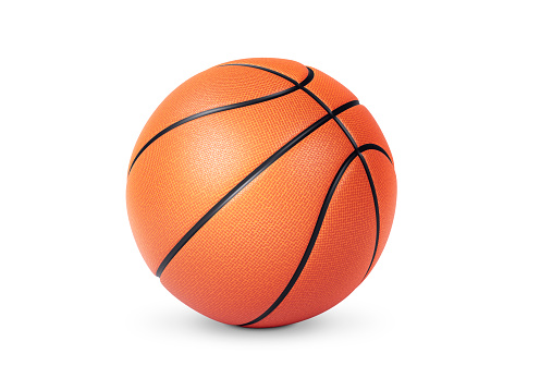 Orange basketball ball on white background