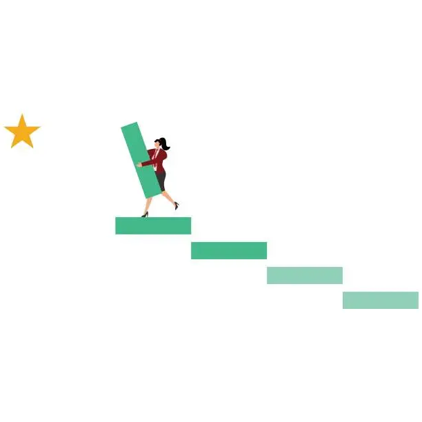 Vector illustration of Businessman carries the ladder of success forward