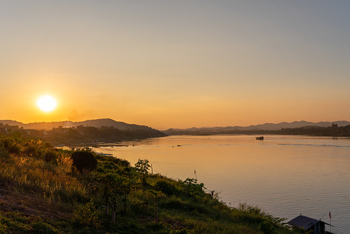 Photo of the sunset view of the Mekong River from Chiang Khan.