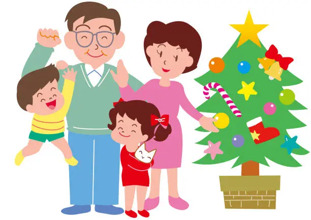 Vector illustration of A fun Christmas with the whole family
