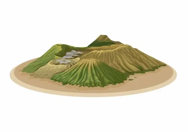 Vector illustration of Bromo Mountain Indonesia Illustration Vector