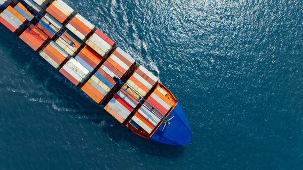 istock Aerial view of the freight shipping transport system cargo ship container. international transportation Export-import business, logistics, transportation industry concepts 1992024968