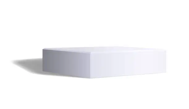 Vector illustration of Empty white square or cube podium 3D clipart