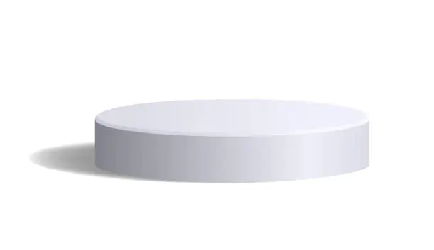 Vector illustration of Empty white round podium realistic clipart