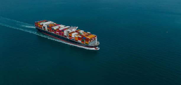 istock Aerial view container cargo maritime ship freight shipping by container cargo ship, Global business import export commercial trade logistic container cargo freight shipping. 1992105952
