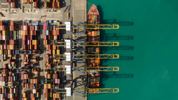 istock Aerial view container cargo maritime ship freight shipping by container cargo ship, Global business import export commercial trade logistic container cargo freight shipping. 1992107330