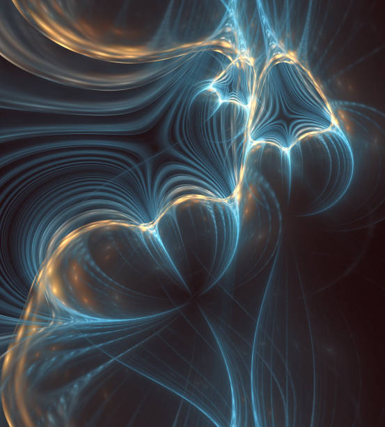 Abstract fractal art background representing bioluminescent deep sea creatures.